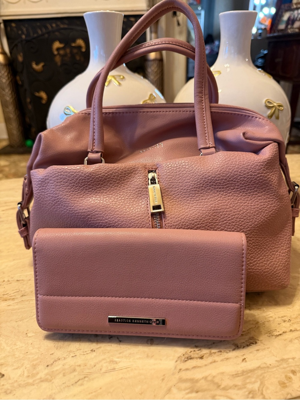 Kenneth Cole Reaction Blush Pink Leather Satchel with Matching Wallet